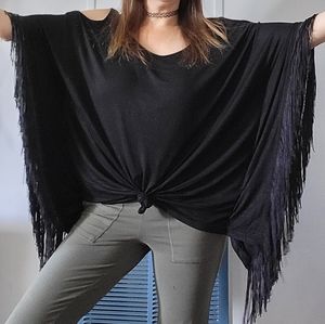 Cold Shoulder Fringe Tunic